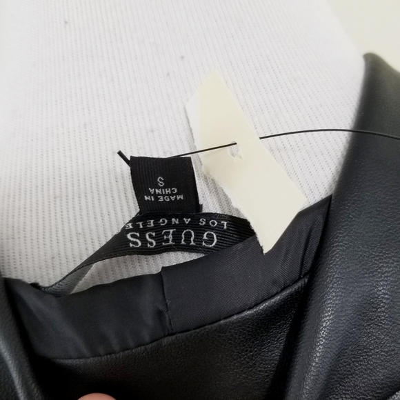 Guess Floral embroidered leather moto jacket black small - Picture 8 of 8